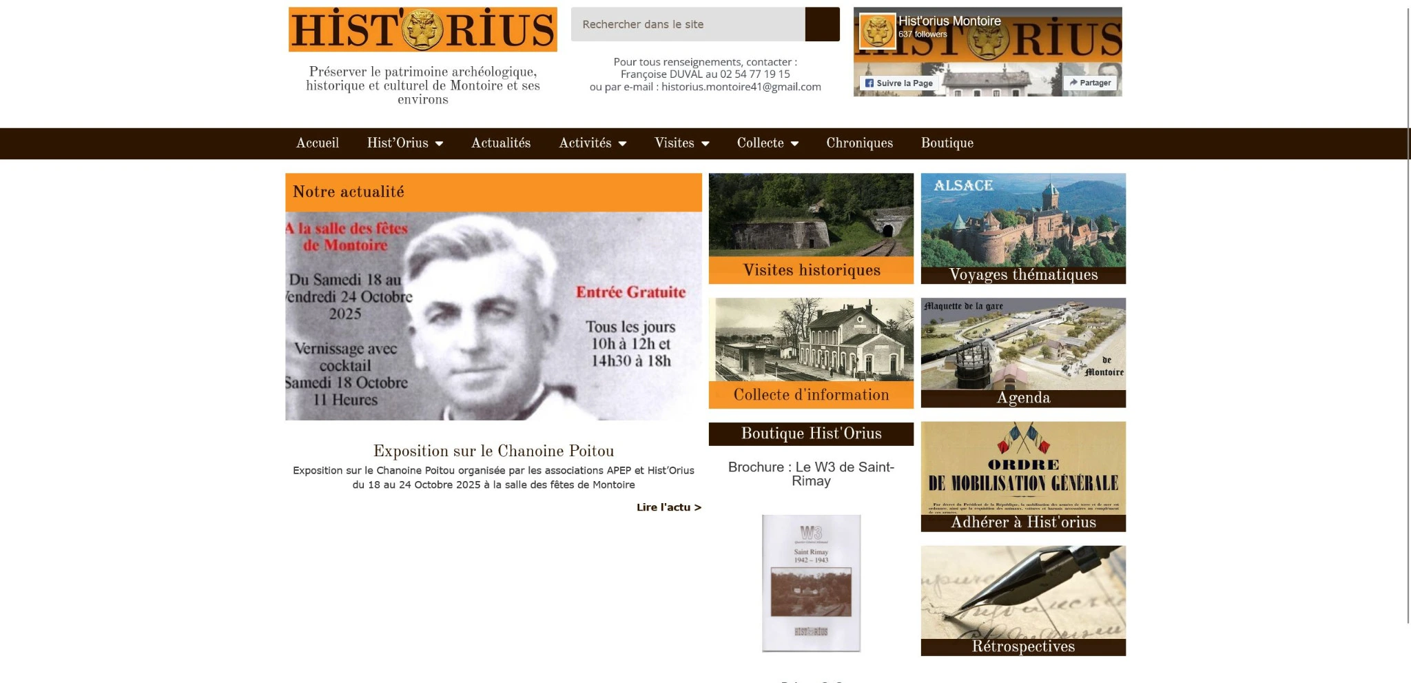 Site Internet de l'association Hist'Orius à Montoire-sur-le-Loir