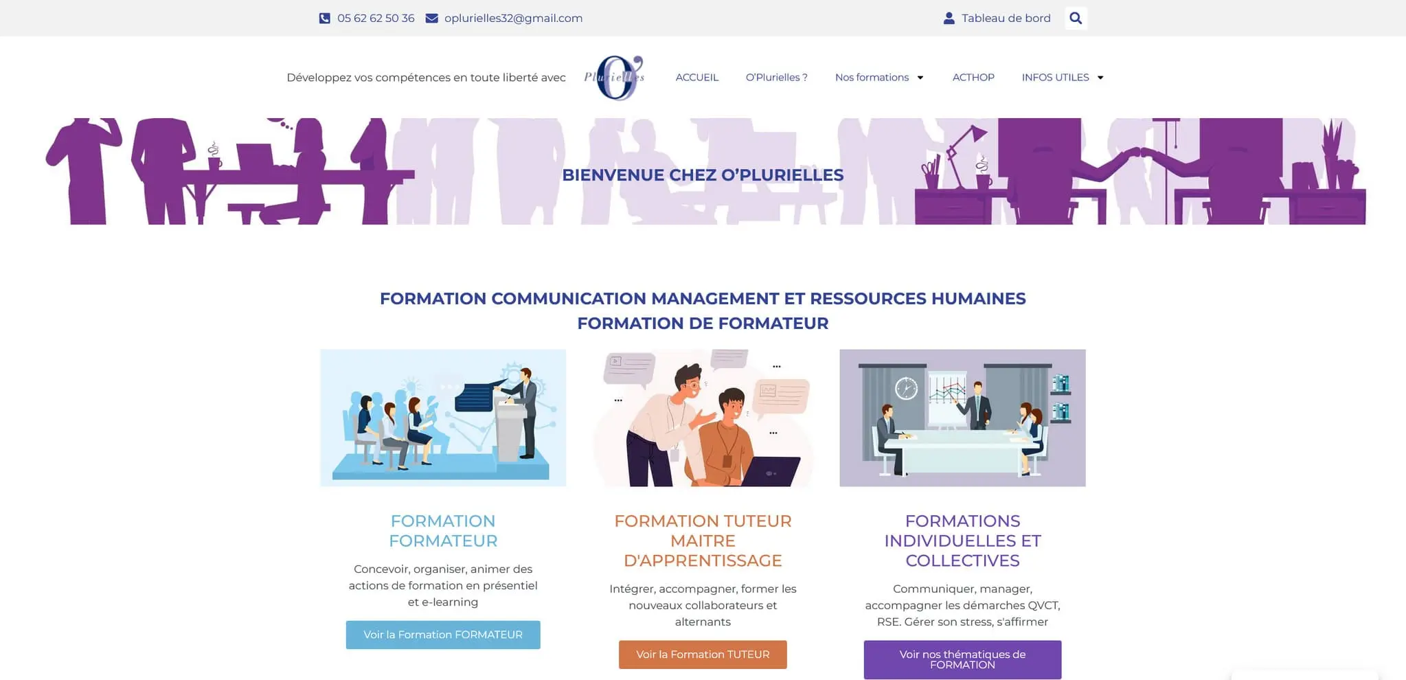 Site Internet de l'organisme de formation O'Plurielles