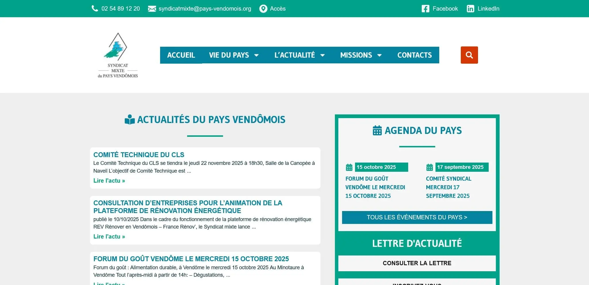 Site Internet du Syndicat Mixte des Pays Vendômois