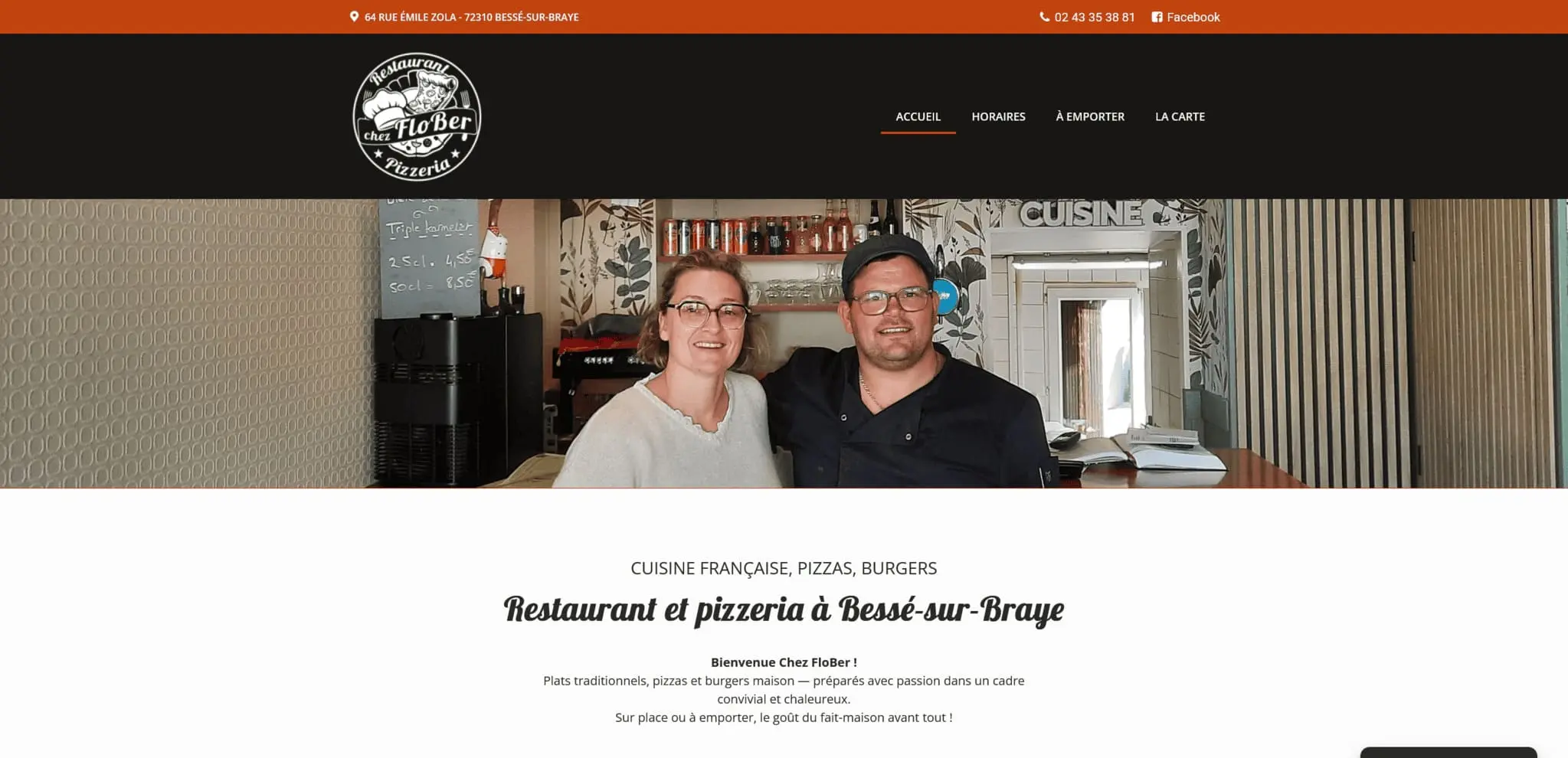 Site Internet du restaurant pizzeria Chez FloBer à Bessé-sur-Braye