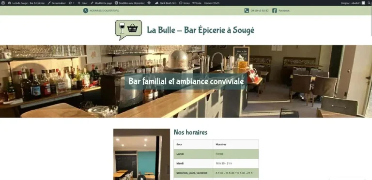 Site Internet du bar épicerie La Bulle à Sougé dans le 41