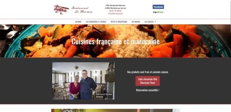 Site Internet du restaurant Le Mermoz, à Montoire-sur-le-Loir 41800