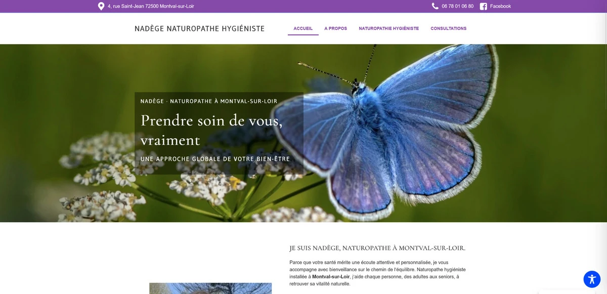 Aperçu du site internet de Nadège Pouillieute créé par Philippe LECOMTE
