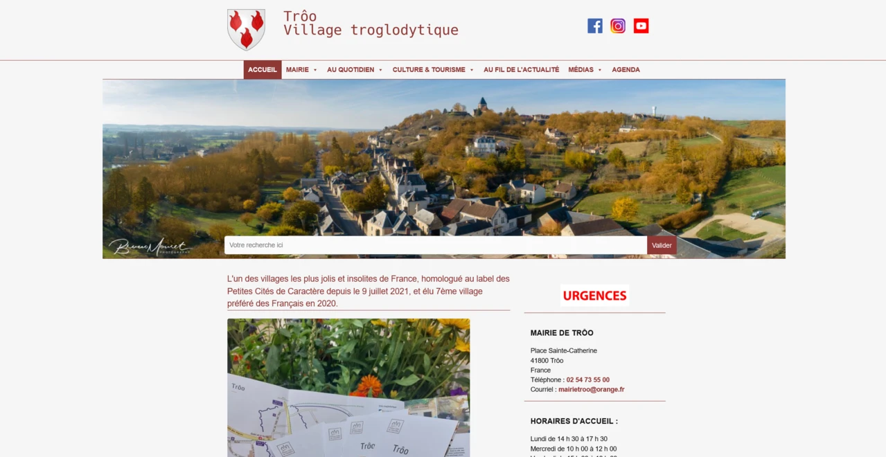 Site Internet de la commune de Trôo, affiché sur un écran